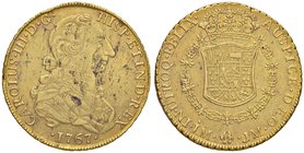 Perù. Carlo III re di Spagna (1759-1788). Da 8 escudos 1767 (Lima) AV gr. 26,87. Friedberg 27a. Screpolature del metallo al dr., altrimenti BB/Buon BB...
