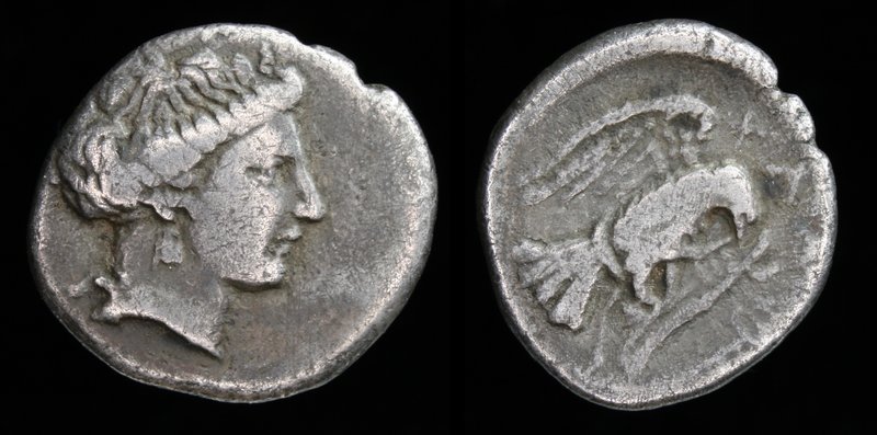 EUBOEA, Chalkis, c. 290-271 BCE, AR drachm. 3.32g, 16mm. 
Obv: Head of the nymp...