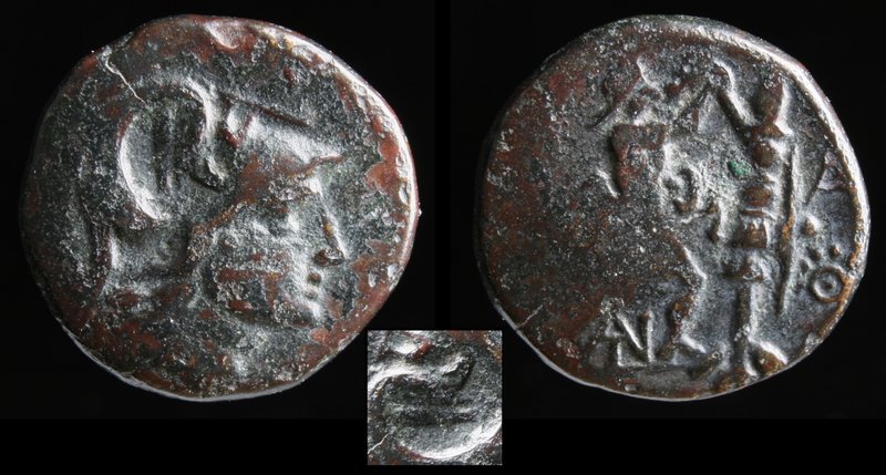 KINGS OF MACEDON: Antigonos III Doson, 229-221 BCE, AE19. 4.08g, 18mm.
Obv: Hel...