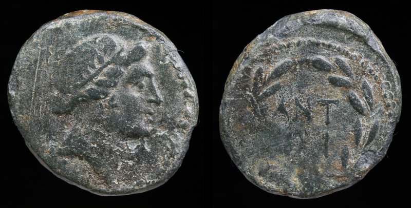 MACEDON, Thessalonica: Mark Antony and Octavian, issued year 5 = 37 BCE, AE22. 9...