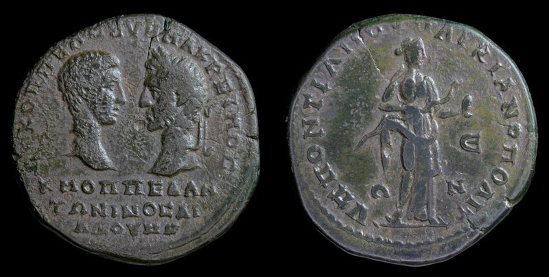 MOESIA INFERIOR, Marcianopolis: Macrinus with Diadumenian (217-218), AE pentassa...