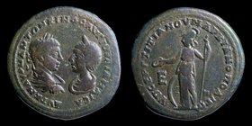 MOESIA INFERIOR, Marcianopolis, Elagabalus with Julia Maesa (218-222), issued by Sergius Titianus, legatus consularis, 222, AE pentassarion. 13.16g, 2...