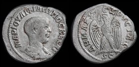 SYRIA, Seleucis and Pieria, Antioch: Philip II as Caesar (244-247), AR tetradrachm, issued 244. 12.52g, 27mm.
Obv: MAP IOYΛI ΦIΛIΠΠOC KЄCAP Bare-head...