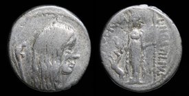 L. Hostilius Saserna, 48 BCE, AR denarius. Rome, 3.86g, 19mm.
Obv: Head of Gallia right; carnyx behind
Rev: L. HOSTILIVS SASERNA, Diana of Ephesus s...