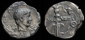 Augustus (27 BCE-14 CE), AR Denarius, issued c. 17 BCE. Rome, 3.50g, 16mm. 
Obv: Youthful, bare head right (the young Augustus? Gaius Caesar? Iulus?)...