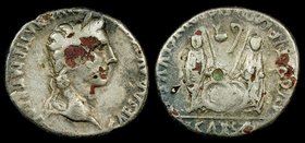Augustus (27 BCE-14 CE), fourrée denarius. Uncertain mint, 3.41g, 19mm.
Obv: CAESAR AVGVSTVS DIVI F PATER PATRIAE, laureate head r.
Rev: C L CAESARE...
