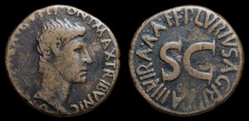 Augustus (27 BCE-14 CE), AE as, issued 7-6 BCE, P. Lurius Agrippa moneyer. Rome, 10.89g, 26mm.
Obv: CAESAR AVGVST PONT MAX TRIBVNIC POT, Bare head ri...