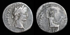 Tiberius (14-37), AR denarius. Lugdunum, 3.56g, 18mm.
Obv: TI CAESAR DIVI AVG F AVGVSTVS, laureate bust right
Rev: PONTIF MAXIM, Livia (as Pax) seat...