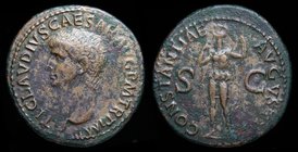 Claudius (41-54), AE As, issued 41-50. Rome, 10.66g, 29mm.
Obv: TI CLAVDIVS CAESAR AVG PM TR P IMP; Bare head left.
Rev: CONSTANTIAE AVGVSTI; Consta...