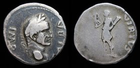 Galba. AD 68-69. AR Denarius, issued c. April-late 68. Spanish mint (Tarraco?), 3.51g, 17mm.
Obv: GALBA IMP Laureate bust right, [globe at point of b...