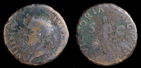 Vitellius (69), AE As. Uncertain mint in Spain, possibly Tarraco. 10.00g, 27mm.
Obv: A VITELLIVS IMP GERMAN, Laureate head left, with globus at point...