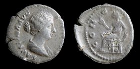 Faustina II (147-175), AR denarius, issued under Antoninus Pius c. 154-6. Rome, 2.50g, 17mm. 
Obv: FAVSTINA AVG-PII AVG FIL, draped bust of Faustina ...