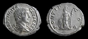 Geta as Caesar (197-209), AR denarius, issued 203-208. Rome, 3.30g, 17-20mm. 
Obv: P SEPTIMIVS GETA CAES, bare-headed, draped and cuirassed bust of G...