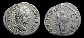 Geta as Augustus (209-211) AR denarius, issued 211. Rome, 2.82g, 19mm. 
Obv: P SEPT GETA PIVS AVG BRIT; Laureate head of Geta to right. 
Rev: PONTIF...