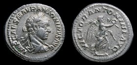 Elagabalus (218-222) AR denarius, issued 218. Rome, 3.30g, 19mm. 
Obv: IMP CAES M AVR ANTONINVS AVG; Laureate, draped and cuirassed bust of Elagabalu...