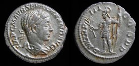 Severus Alexander (222-235), AR denarius, issued 224. Rome, 3.21g, 18mm.
Obv: IMP C M AVR SEV ALEXAND AVG; Laureate & draped bust right
Rev: P M TR ...