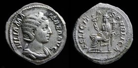 Julia Mamaea (222-235), AR Denarius. Rome, 3.40g, 20mm. 
Obv: IVLIA MAMAEA AVG, draped bust right, wearing stephane
Rev: FELICITAS PVBLICA, Felicita...