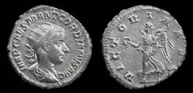 Gordian III (238-244) AR antoninianus, issued 238 (first emission). Rome, 4.47g, 20mm.
Obv: IMP CAES M ANT GORDIANVS AVG; Radiate, draped, and cuiras...