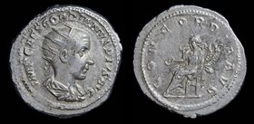 Gordian III (238-244) AR antoninianus, issued 2nd half of 239. Rome, 5.11g, 23mm.
Obv: IMP CAES GORDIANVS PIVS AVG, Radiate and cuirassed bust of Gor...