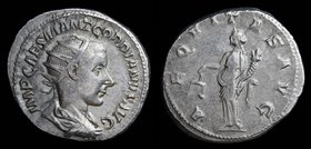 Gordian III (238-244) AR antoninianus, issued spring-summer 239 (3rd issue). Rome, 5.45g, 21mm.
Obv: IMP GORDIANVS PIVS FEL AVG; radiate, draped and ...