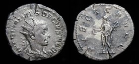 Herennius Etruscus as Caesar (250-251), AR antoninianus, issued 251, 3.17g, 20mm.
Obv: Q HER ETR MES DECIVS NOB C, radiate, draped and cuirassed bust...