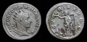 Trebonianus Gallus (251-253) AR antoninianus. Rome, 3.88g, 21mm. 
Obv: IMP CAE C VIB TREB GALLVS AVG; Radiate and draped bust of Gallus to right, see...