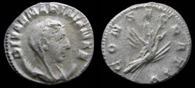 Diva Mariniana (d. before 253), AR antoninianus. Rome, 3.21g, 20.5mm.
Obv: DIVAE MARINIANAE, Veiled and draped bust right, set on crescent.
Rev: CON...