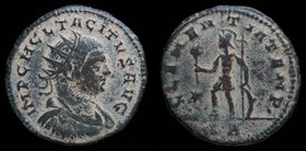 Tacitus (275-276), billon double-antoninianus, issued Jan-June 276. Tripolis, 4.59g, 23mm.
Obv: IMP C M CL TACITVS AVG, radiate, draped and cuirassed...