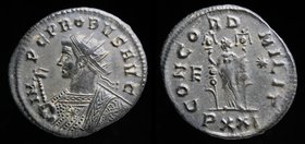 Probus (276-282), silvered antoninianus, issued 280.Ticinum, 3.20g, 21-23mm.
Obv: IMP C PROBVS AVG; Radiate bust of Probus to left, wearing consular ...