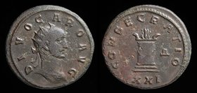Divus Carus (died 283) antoninianus, issued 283-285. Antioch, 4.15g, 20mm. 
Obv: DIVO CARO AVG, radiate head right
Rev: CONSECRATIO, tall, garlanded...