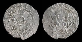 CILICIAN ARMENIA: Levon I (1187-1199 as Prince, 1199-1219 as King), AR Tram, issued 1199-1219. 3.29g, 21mm.
Obv: +ԼԵՒՈՆ ԹԳՐ ԱՄԵՆԱՅՆ ՀԱՅՈՑ (Levon King...