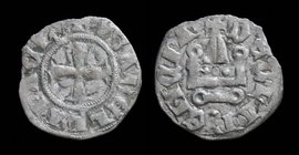 CRUSADER, Achaea: Isabella de Villehardouin (1289-1307), billon denier tournois, issued 1298-1301. 0.67g, 17mm.
Obv: YSABELLA P’ACH, cross pattée.
R...