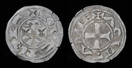 ANGLO-GALLIC, Aquitaine: Eleanor of Aquitaine (1137-1204), AR Denier. Bordeaux, 0.69g, 18mm
Obv: DVCISIT (horizontal S), m/ ++/ Λ in three lines 
Re...