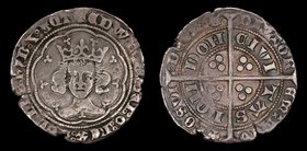 ENGLAND: Edward III (1327-77), AR groat, issued 1361-1369. Fourth coinage, Treaty period, London (Tower) mint, 4.30g, 26mm.
Obv: Crowned facing bust ...