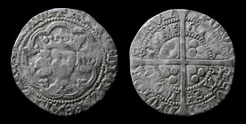 ENGLAND: Henry V (1413-1422) AR Groat. Class C, London (Tower) mint, 3.78g, 24.5mm.
Obv: Crowned facing bust within tressure of arches; mullet on rig...