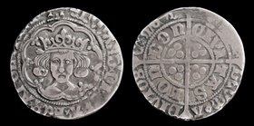 ENGLAND: Edward IV, second reign (1471-1483), AR groat, type XVIII. London, 2.90g, 25mm. 
Obv: EDWARD DI GRA REX ANGL Z FRANC, Pierced cross with pel...