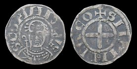 FRANCE, Souvigny: Anonymous Abbots of Souvigny (1080-1213), AR Denier. 0.98g, 18mm.
Obv: SCS MAIOLVS. Bust of Saint Majolus facing with crosier.
Rev...