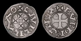 FRANCE, Aquitaine: William X (1127-1137), AR denier. Bordeaux, 1.05g, 20 mm. 
Obv: +GVILILMO ("G" is made up of two distinct punches), Four central c...