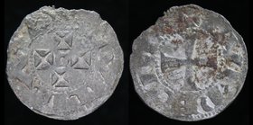FRANCE, Aquitaine: William X (1127-37), AR Denier. 1.09g, 18mm.
Obv: +CVVILILMO. Four crosslets around an annulet.
Rev: +BVRDEGVLA. Legend around cr...