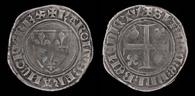 FRANCE: Charles VI, “The Well Liked” or “The Mad” (1380-1422), billon blanc guénar, 2nd emission September 1389. Tournai (dot in 16th position), 2.55g...