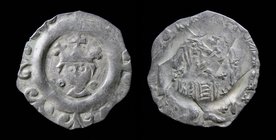 HOLY ROMAN EMPIRE: Frederick II (1220-1250), AR pfennig. Nuremberg, 0.89g, 19mm. Obv: Crowned head facing; annulet to left right; all within border of...