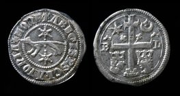 SLAVONIA: Ladislaus IV (1272-1290), AR marderdenar. Zagreb, 0.79g, 15mm.
Obv: + MONETA REGIS P SCLAVONIA; A Marten left between two stars. 
Rev: Pat...