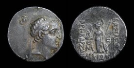 KINGS OF CAPPADOCIA: Ariobarzanes I Philoromaios (96-63 BCE), AR drachm. 3.98g, 18mm.
Obv: Diademed head r. 
Rev: Athena Nikephoros standing l.; Θ/M...