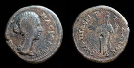 THRACE, Pautalia: Faustina II (147-175), AE22. 7.17g, 22mm.
Obv: ΦAVCTEINA CEBACTH; draped bust right, hair knotted behind head.
Rev: OYΛΠIAC ΠAYTAΛ...