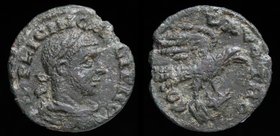TROAS, Alexandria: Gallienus (253-268), AE20. 5g.
Obv: IMP LICIN GALLIENVS, laur. bust r.
Rev: CO LAVGTRO, Eagle, right, on bull head
From the Doug...