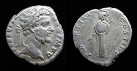 Septimius Severus (193-211), Denarius, issued 195. Rome, 3.15g, 18mm. 
Obv: L SEPT SEV PERT AVG IMP V, laureate head right. 
Rev: P M TR P III COS I...