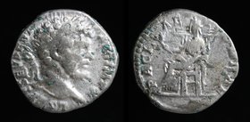 Septimius Severus (193-211), AR denarius, issued 197/8. Rome, 2.88g, 16mm.
Obv: L SEPT SEV PERT AVG IMP X, laureate head right
Rev: PACI AETERNAE, P...