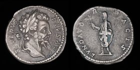 Septimius Severus (193-211), AR denarius. Rome, 3.13g, 17mm.
Obv: SEVERVS PIVS AVG, laureate head of Septimius right 
Rev: FVNDATOR PACIS, Septimius...