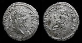 Septimius Severus (193-211) AR denarius, issued 202-210. Rome, 3.03g, 19mm.
Obv: SEVERVS PIVS AVG; Laureate head of Septimius Severus to right.
Rev:...
