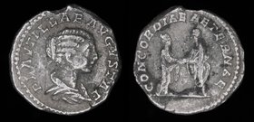 Plautilla (202-205), AR denarius, issued 202. Rome, 2.17g, 17mm.
Obv: PLAVTILLAE AVGVSTAE, draped bust right
Rev: PROPAGO IMPERI, Caracalla clasping...